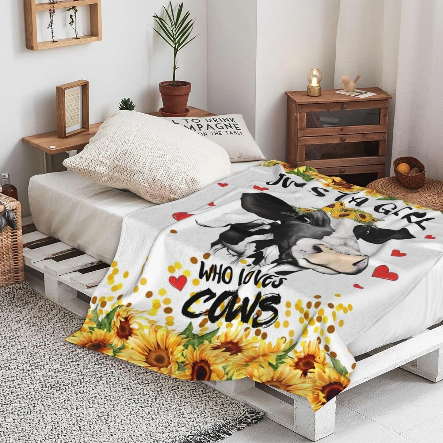 Cow Balnket Sunflower Soft Cozy