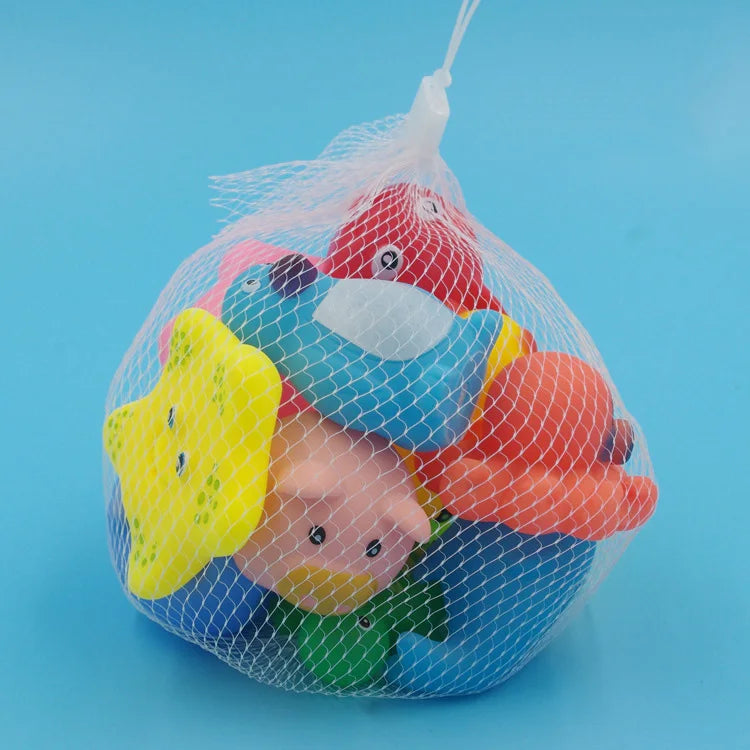 10 Pcs/Set Baby Cute Animals Bath Toy Swimming Water Toys Soft Rubber Float Squeeze Sound Kids Wash Play Funny Gift (random selection)