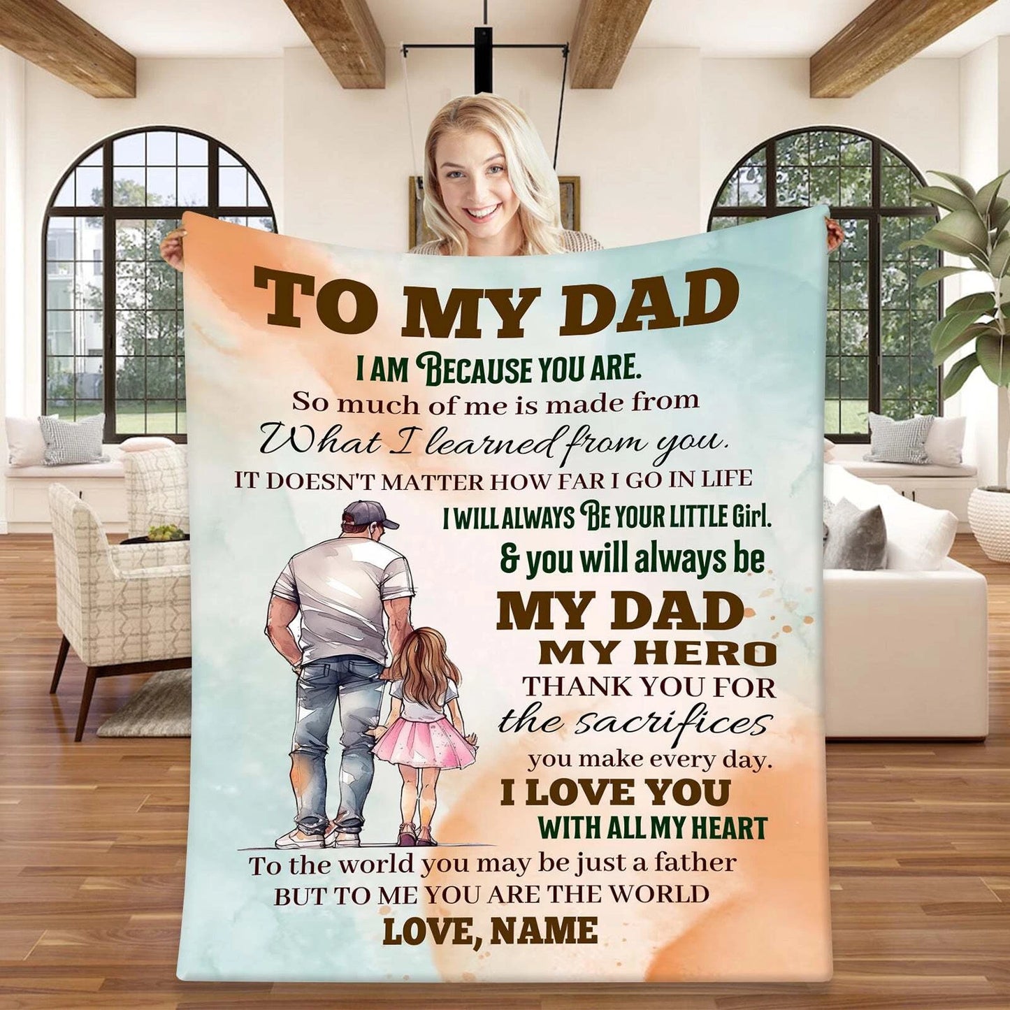 Custom Name To My Dad Daughter Quotes Blanket For Dad