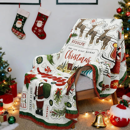 Christmas Blanket Santa Claus Reindeer Winter