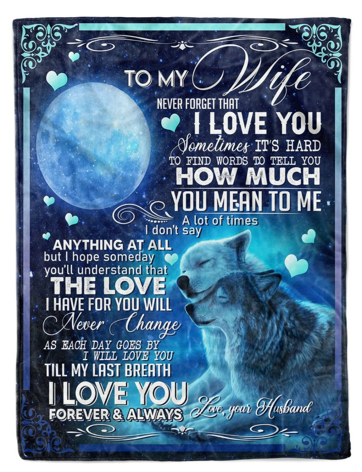 To My Wife Wolf Love Blanket Couple