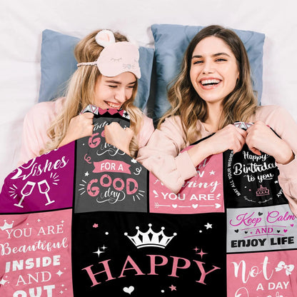 Birthday Gifts for Women, Happy Birthday Decorations Blanket