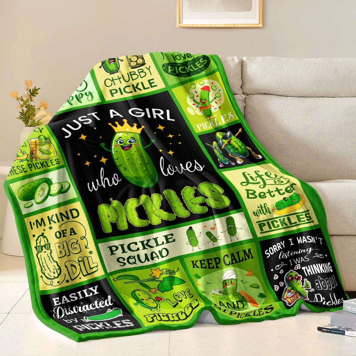 Pickleball Lover Quotes Blanket Funny Green