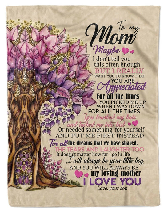 To My Mom Fleece Blanket For Mom