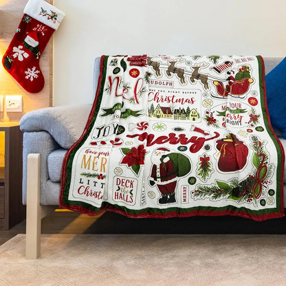 Christmas Blanket Santa Claus Reindeer Winter