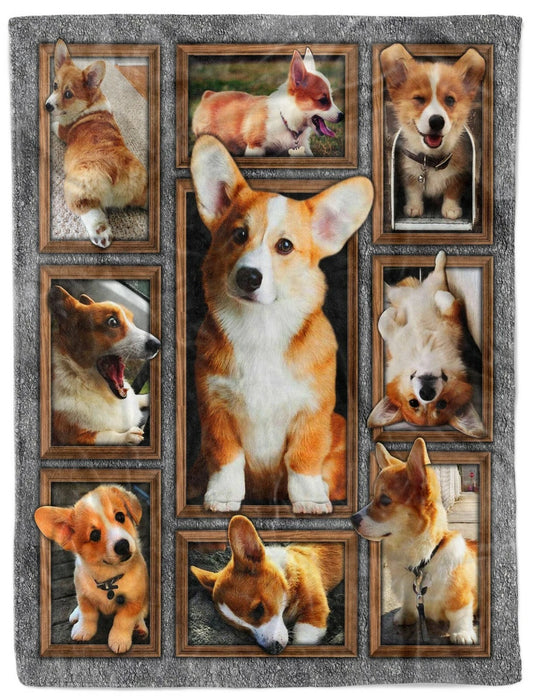 Corgi Dog Photo Collage Blanket Gift