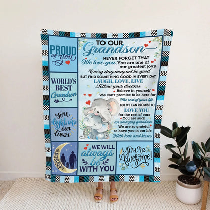 To Our Grandson Elephant Quotes Throw Blanket