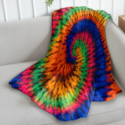 Tie-Dye Neon Soft Plush Hippie Rainbow Blanket