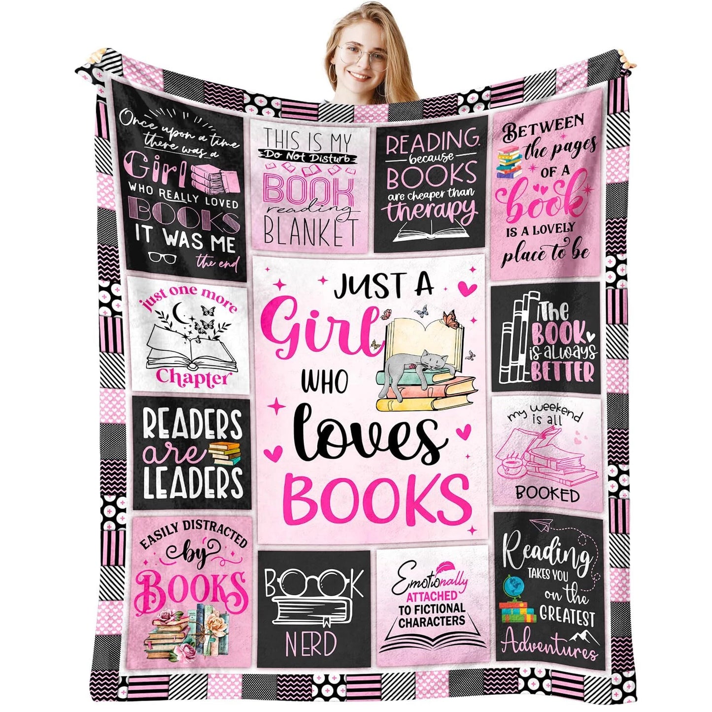 Pink Book Lover Blanket Gift For Girls