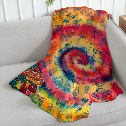 Mushroom Tie-Dye Hippie Blanket