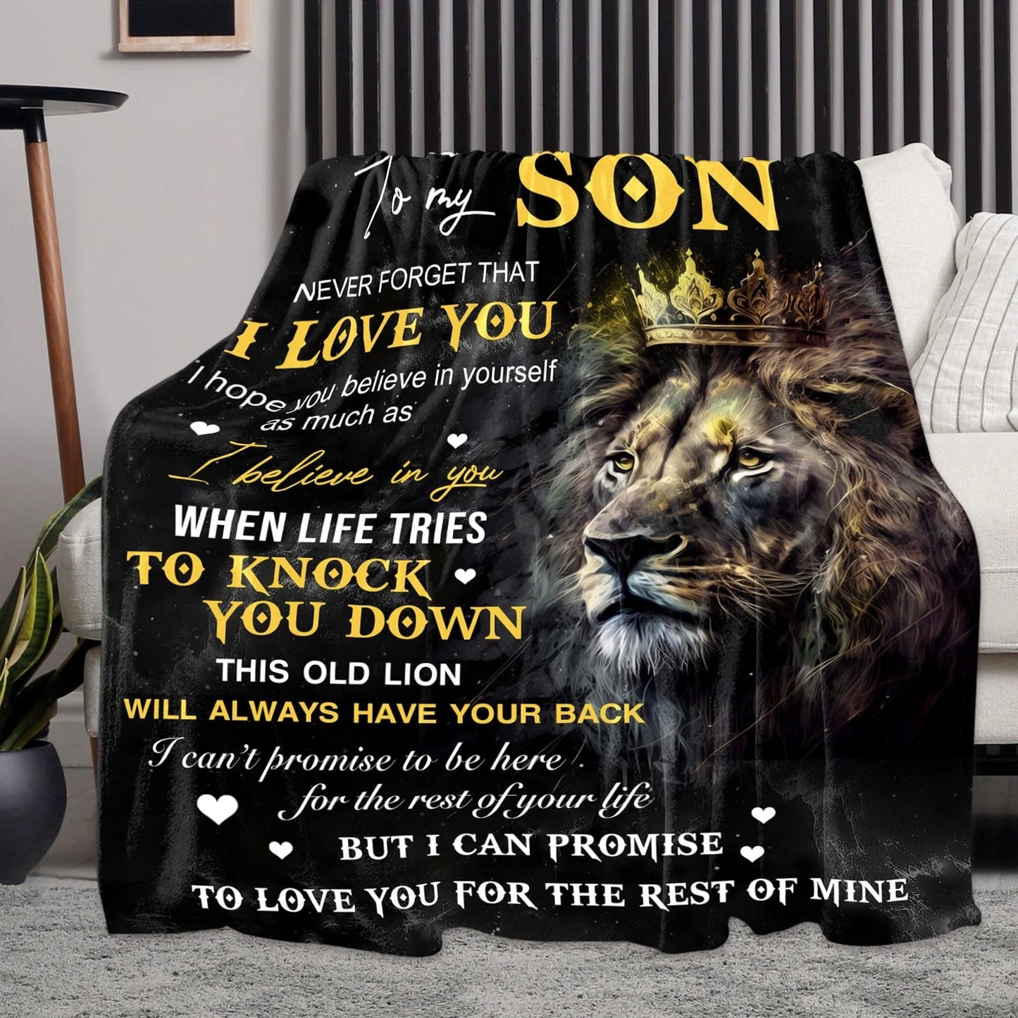 To My Son Lion Dad Love Blanket Crown