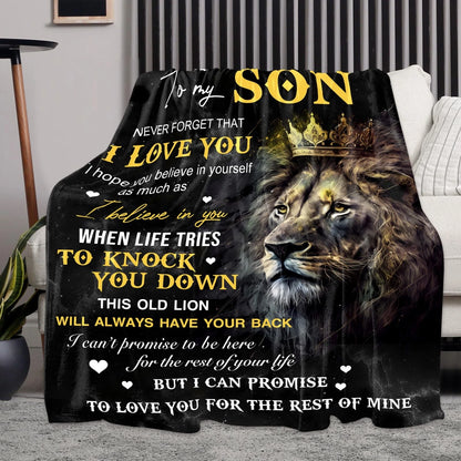 To My Son Lion Dad Love Blanket Crown