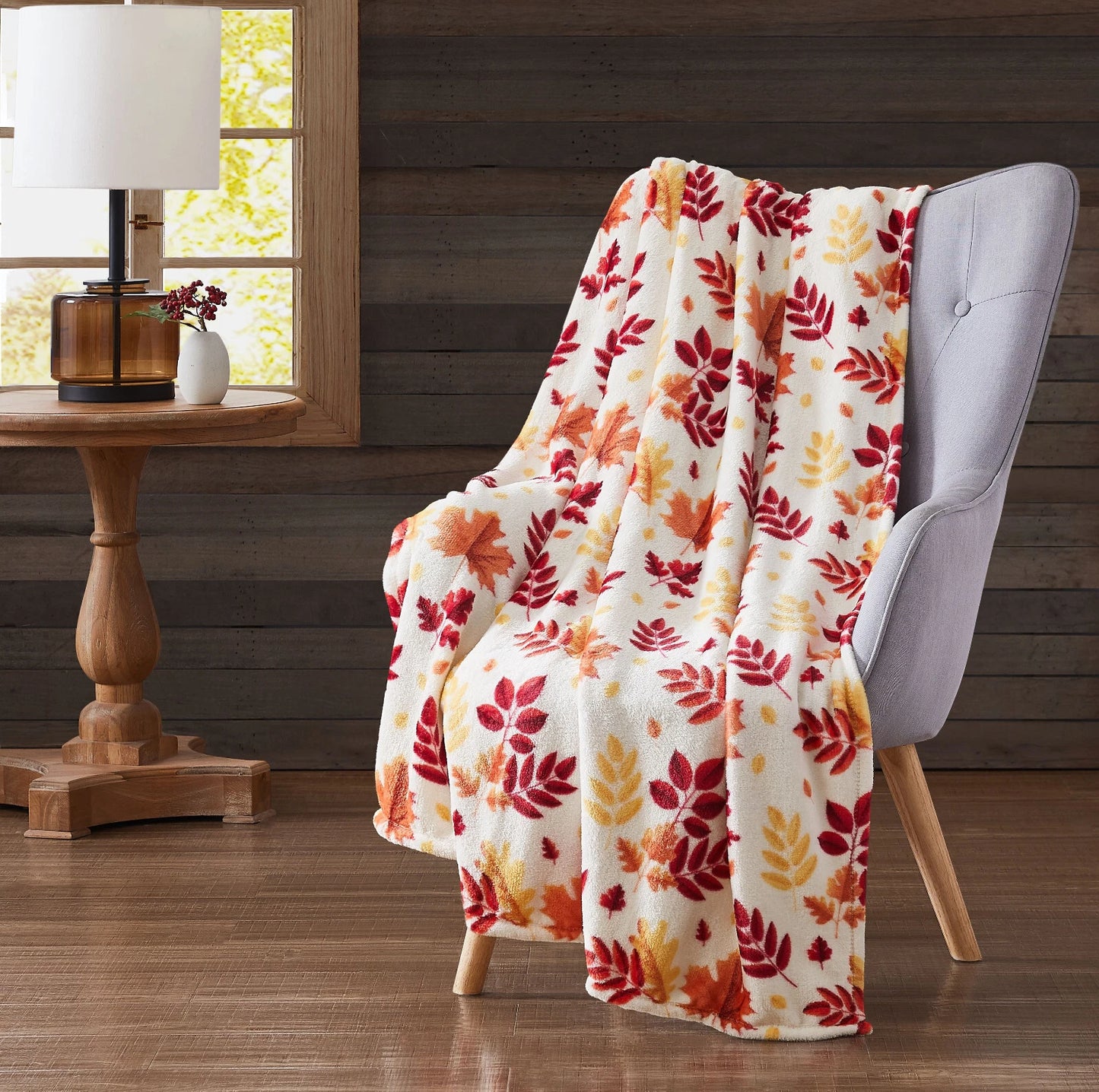 Fall Leaves Blanket, Autumn Harvest Holiday Throw Decor