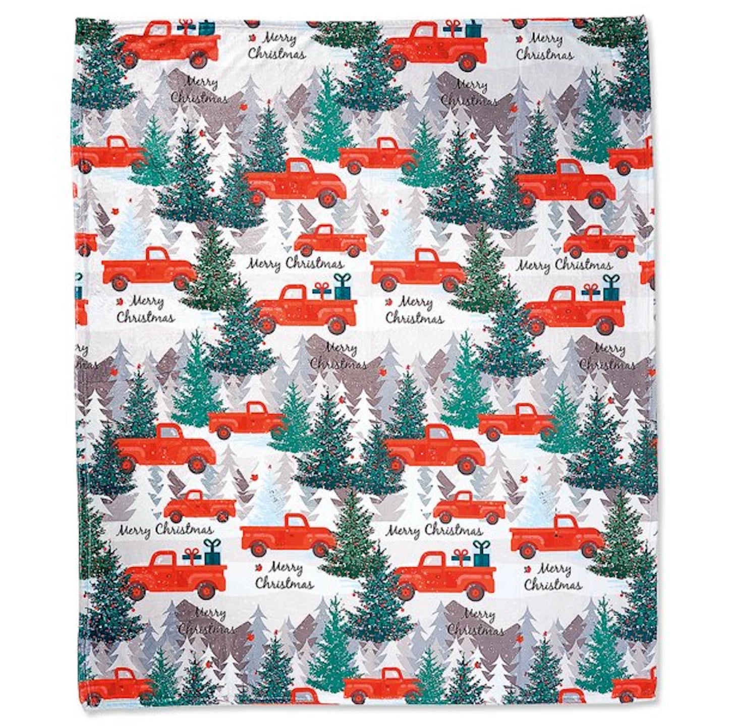 Christmas Truck Blanket, Red Farmhouse Holiday Throw