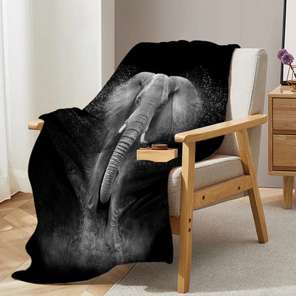 Black and White Elephant Art Throw Blanket