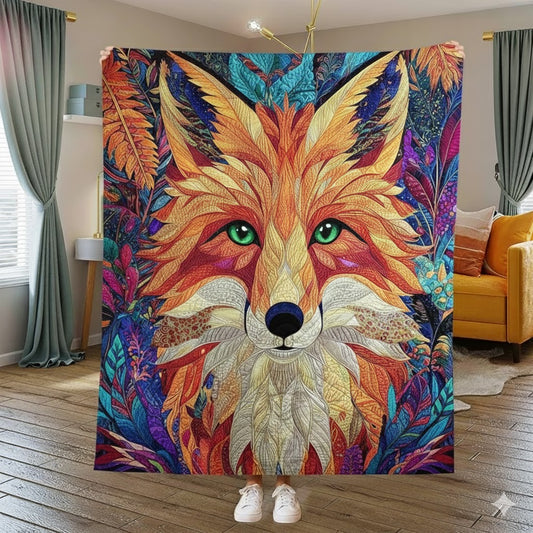 Colorful Fox Art Blanket, Ultra Soft Cozy Throw